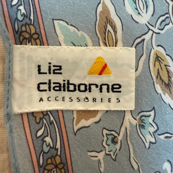 Liz Claiborne Japan 100% Silk Scarf 🇯🇵 – Dusty Blue Paisley Floral - Picture 10 of 11
